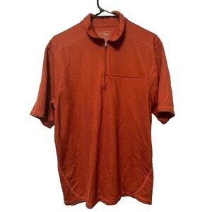 LL Bean Mens Large Quarter Zip Pullover Burnt Orange Chest‎ Zip Pocket Soft